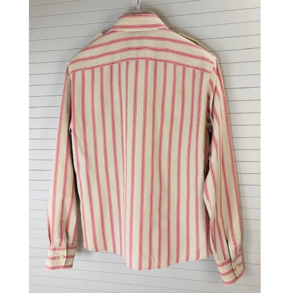 Lauren Ralph Lauren Utility Shirt S NWT Striped Cotton, Double Pockets, Epaulets - Picture 3 of 7